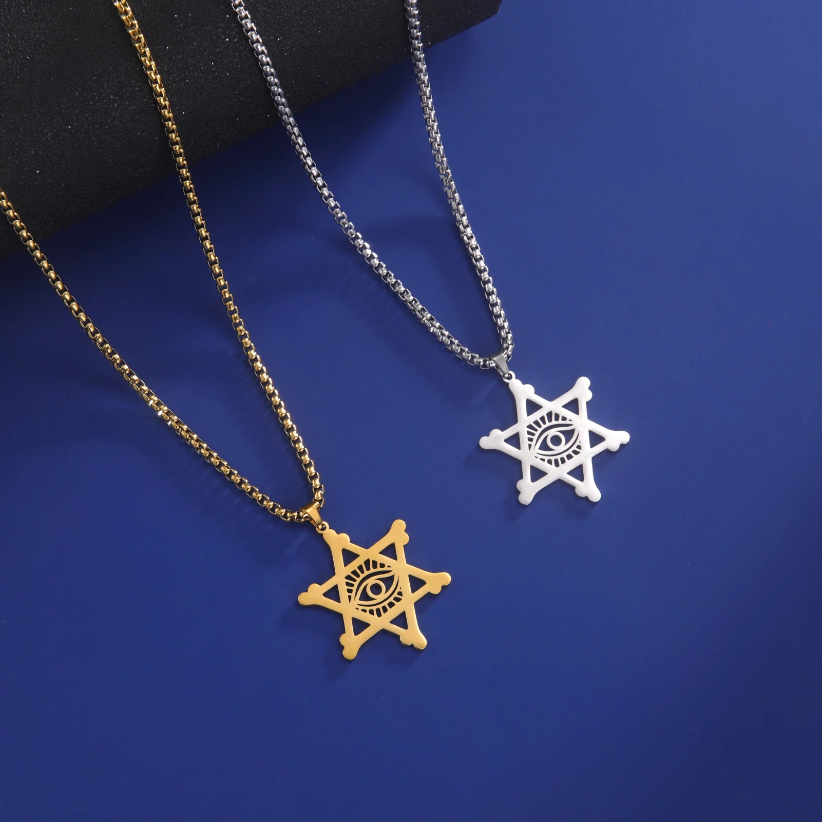 Stainless Steel Vintage Star of David Necklace