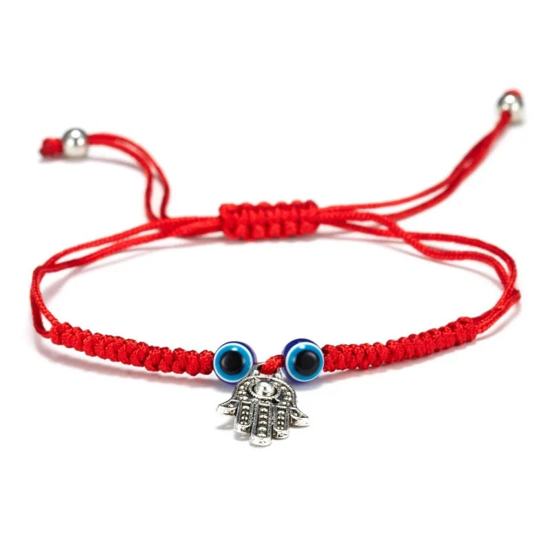 Handmade Red String Hamsa & Evil Eye Bracelet - Kabbalah Protection