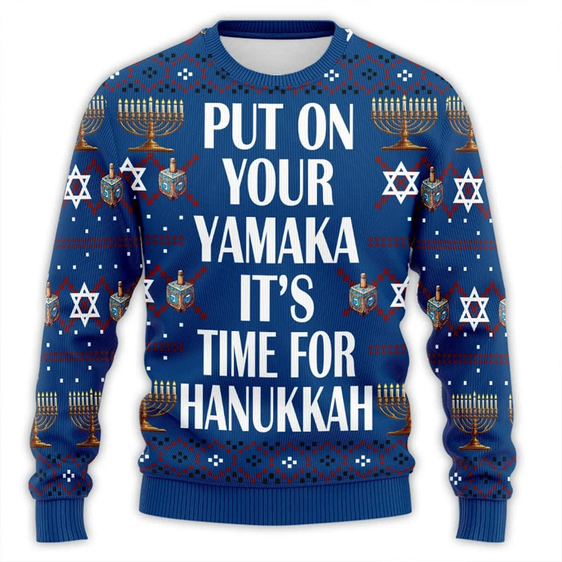 Hanukkah Menorah 3D Printed Christmas Sweater