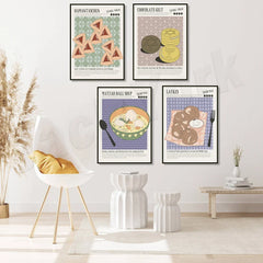 Jewish Food Kitchen Poster – Matzo Ball Soup, Hanukkah Potatoes, Purim Cookies & Chocolate Gel Decor