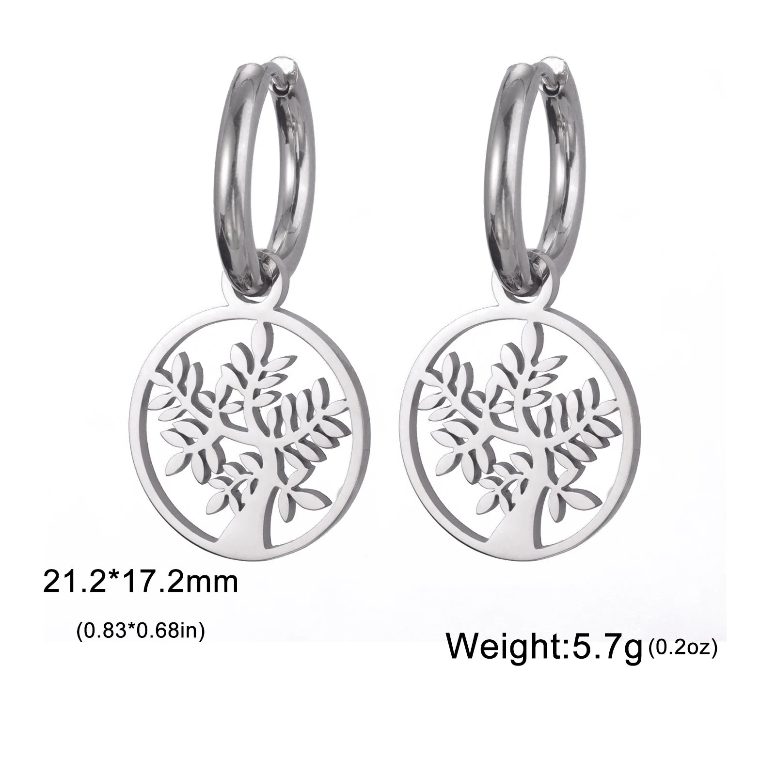 Star of David Dangle Drop Earrings and Tree of Kabbalah Design - Fashion Jewish Jewelry