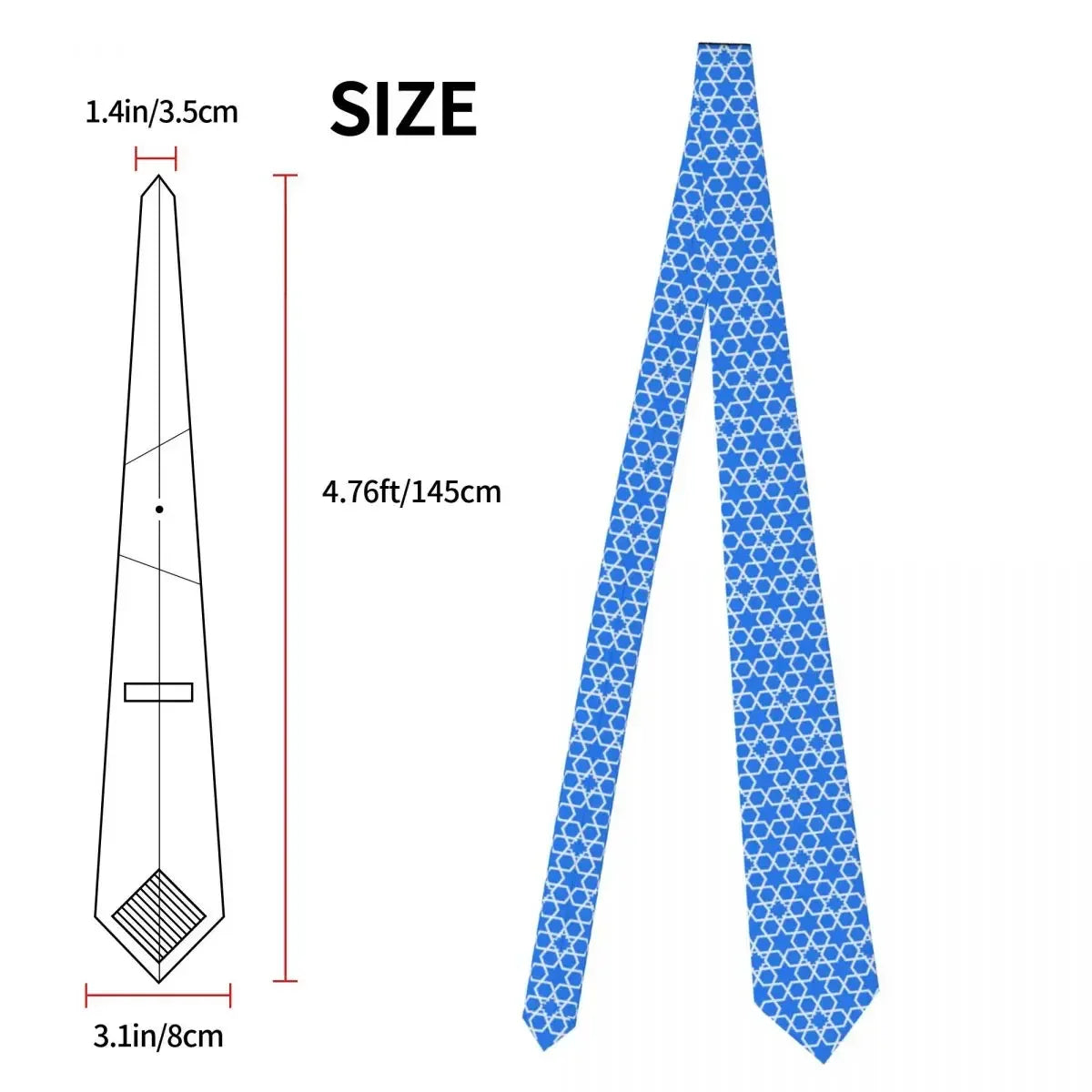 Star Of David Israel Geometric Texture Tie For Men Women Necktie Tie Clothing Accessories