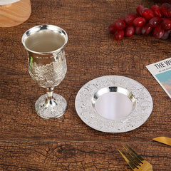 Gold & Silver Plated Kiddush Cup with Saucer