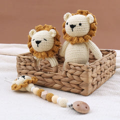 Baby Pacifier Clip Crochet Lion