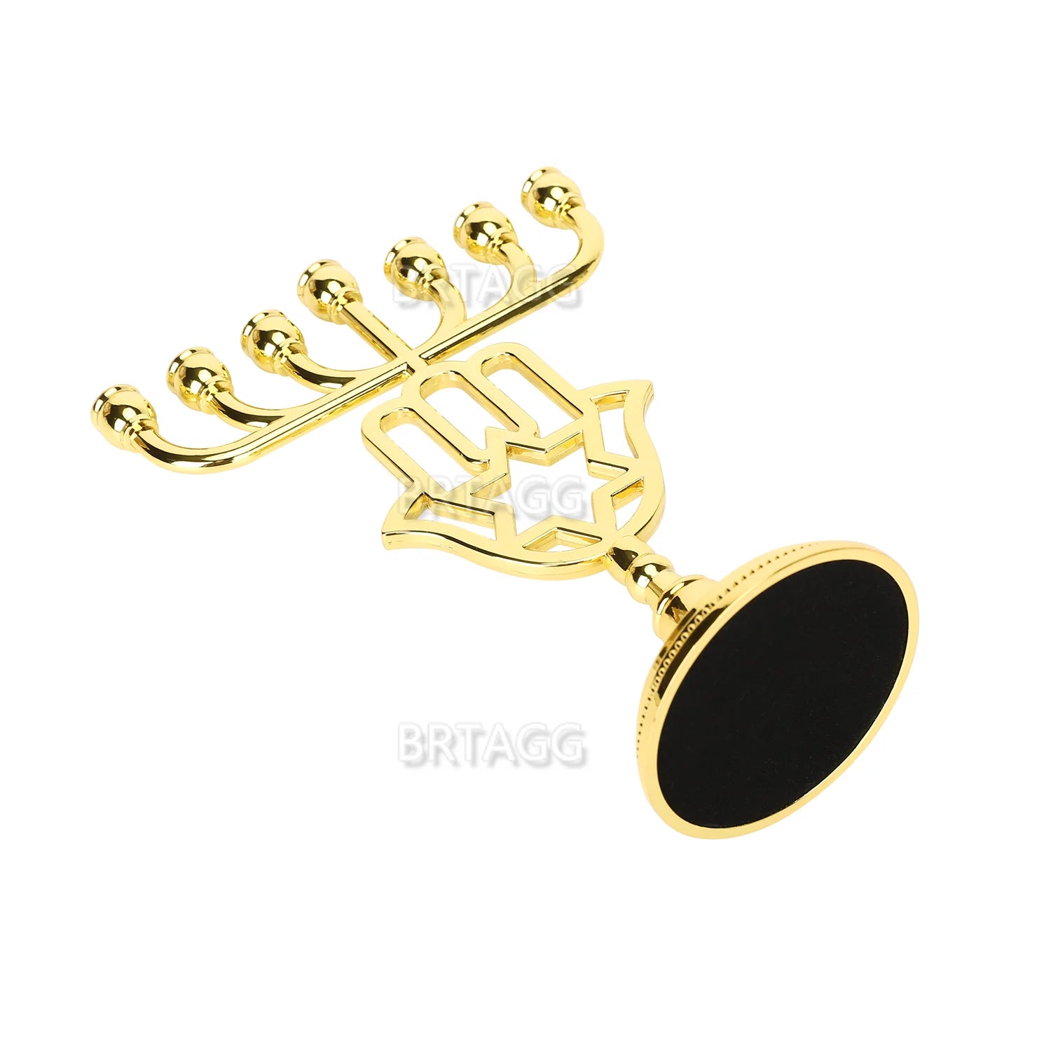 17cm Menorah Candle Holder with Hamesh Hamsa Hand