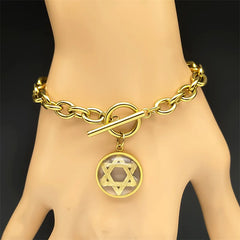 Star of David Pendant & Bracelet Set - Gold Kabbalah Judaica Jewelry