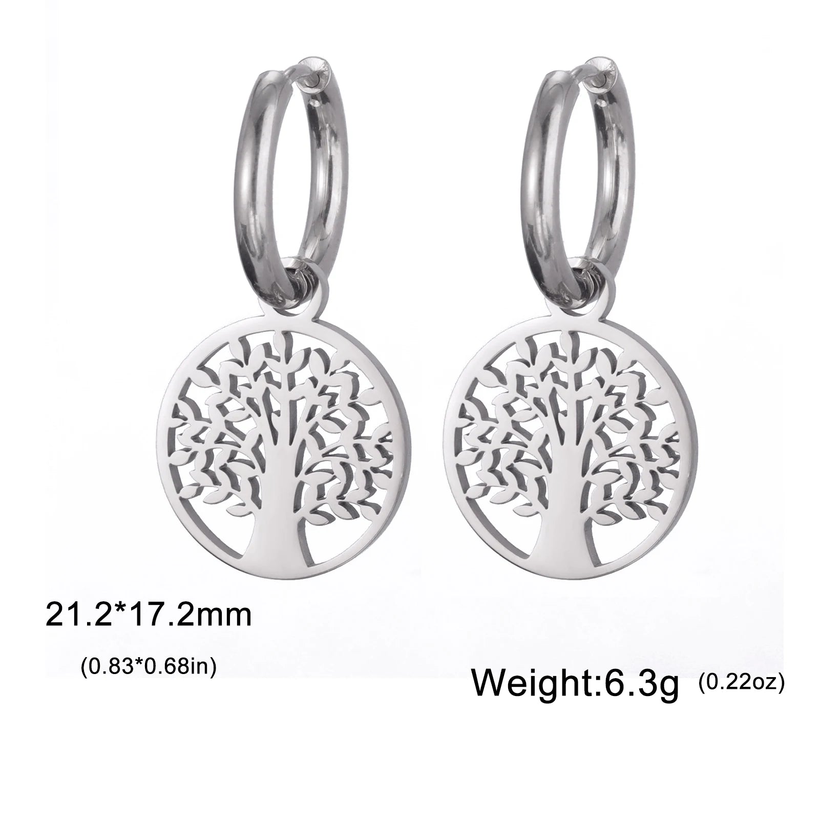 Star of David Dangle Drop Earrings and Tree of Kabbalah Design - Fashion Jewish Jewelry