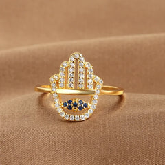 Hamsa Ethnic Turkish Fatima's Hand Adjustable Rings