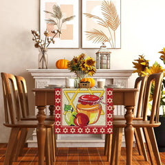 Linen Table Runner Decor for Rosh Hashanah