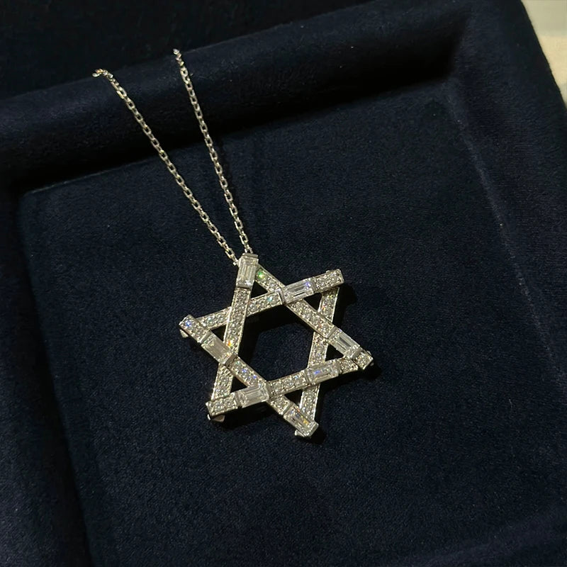 925 Sterling Silver Star of David Pendant Necklace – Jewish Heritage Jewelry with Zircon