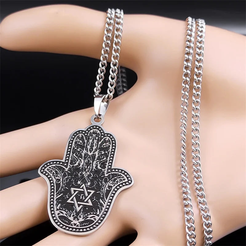 Jerusalem Hamsa Hand of Fatima Necklace