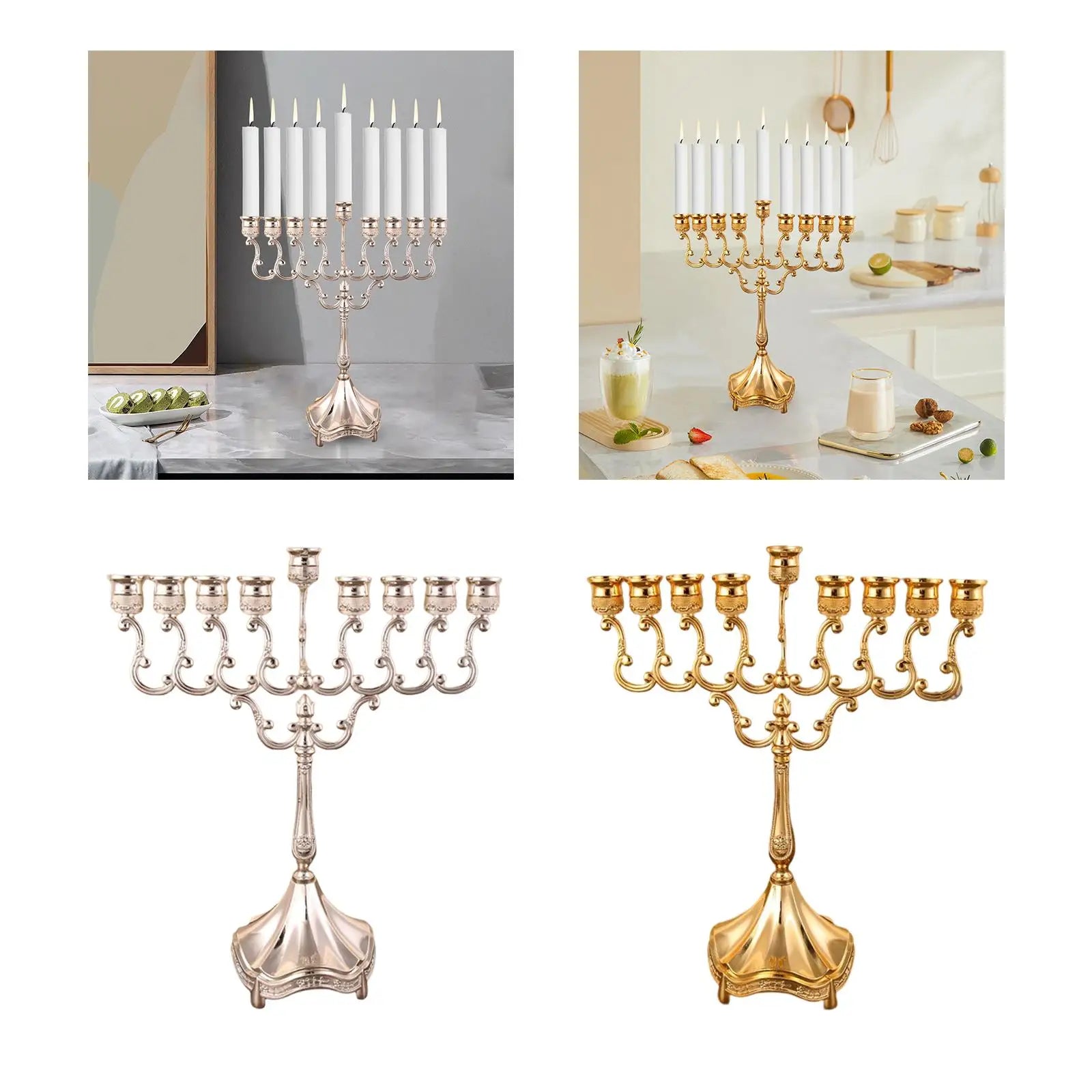 9-Branch Candle Holder Hanukkah Menorah Candelabrum