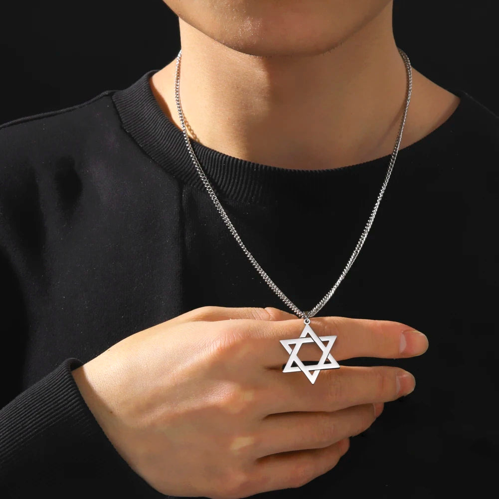 Geometric Star of David Pendant Necklace