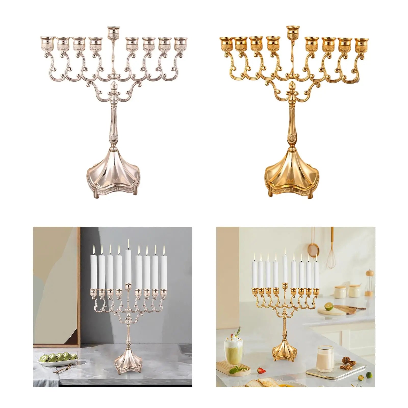 9-Branch Candle Holder Hanukkah Menorah Candelabrum