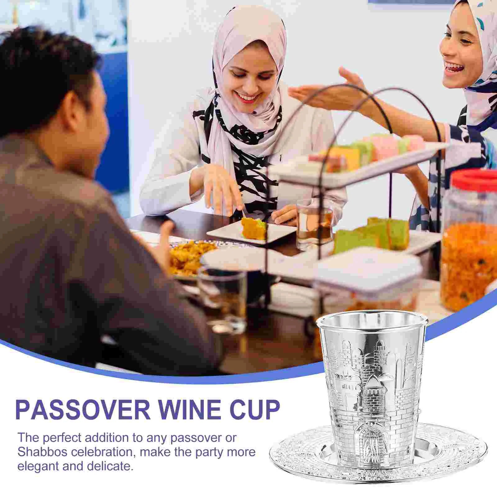 Silver Plated Prayer Kiddush Cup Set