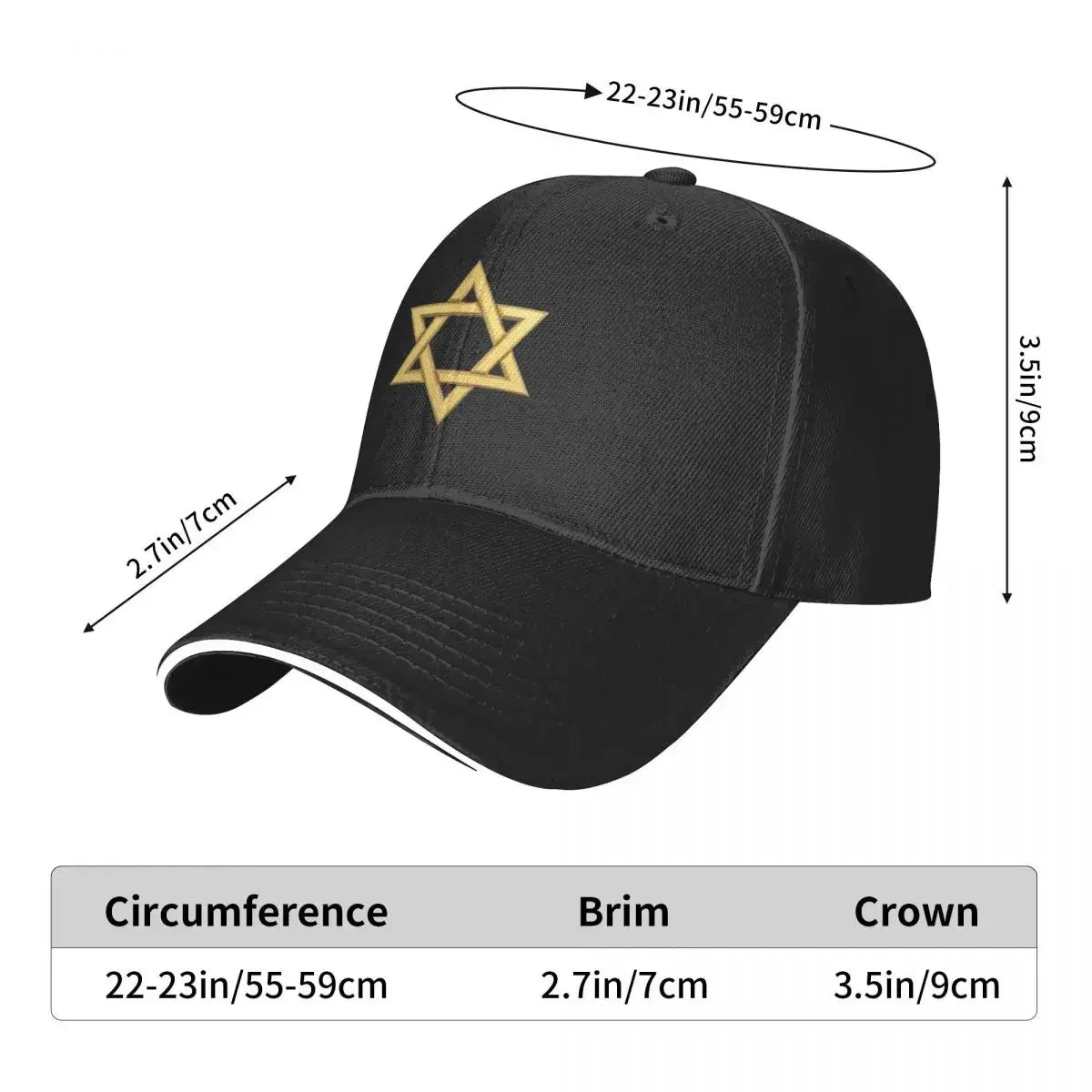 Star of David Baseball Cap - Luxury Brand Adjustable Travel Hat