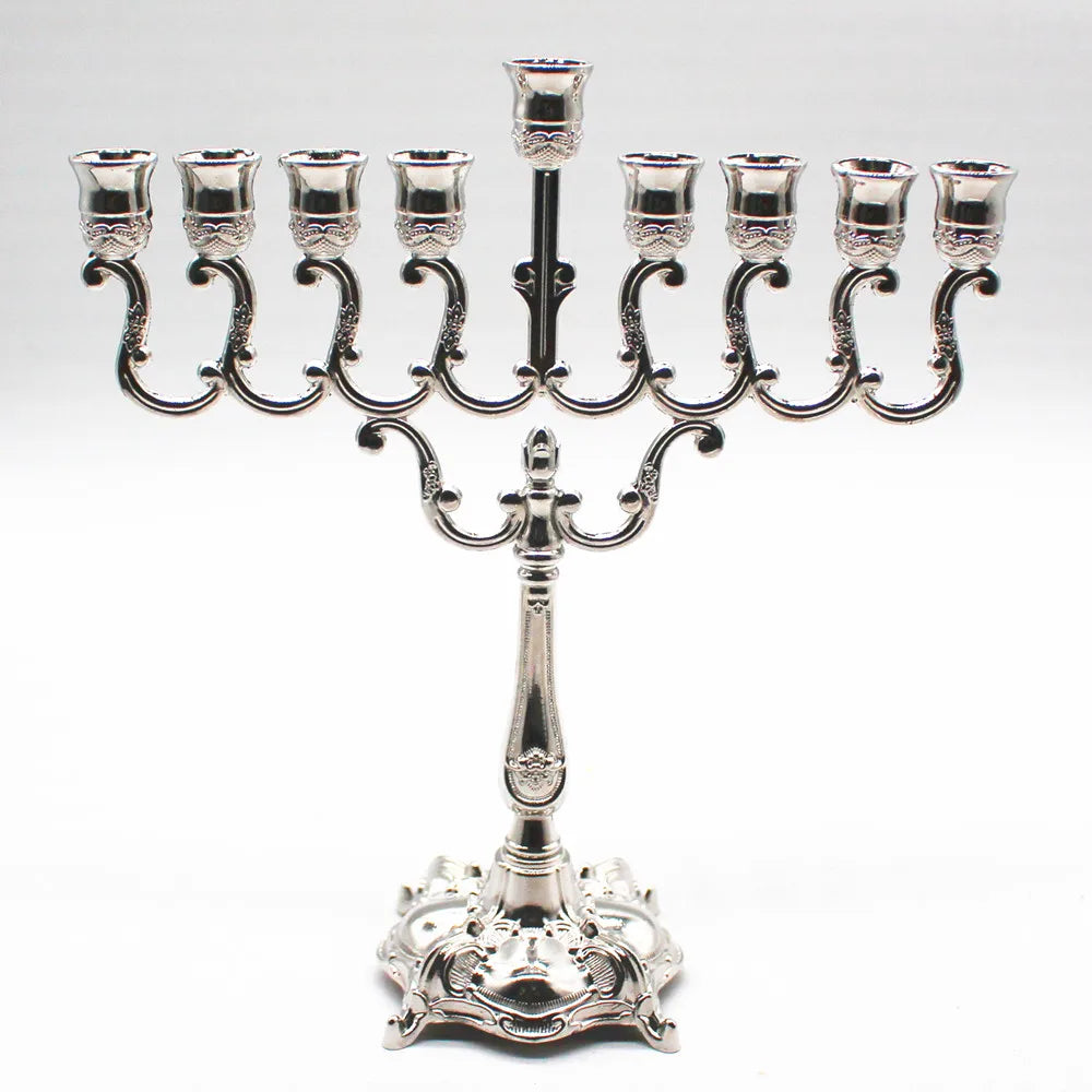 Hanukkah Menorah Candle Holder - Silver Color