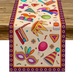 Purim Jewish Festival Linen Table Runner