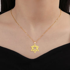 Stainless Steel Star of David Heart Necklace