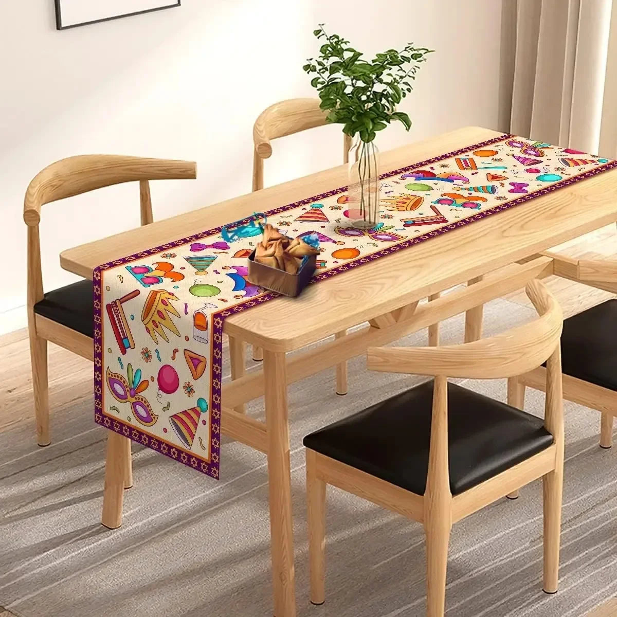 Purim Jewish Festival Linen Table Runner