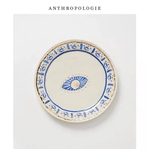 Hands & Eyes Plate with Gold Rim Set