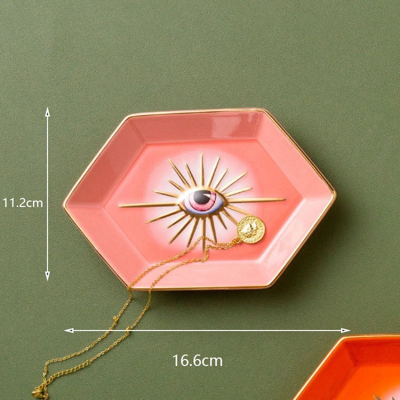 Creative Colorful Hexagonal Eye Tray – Ceramic Jewelry Storage