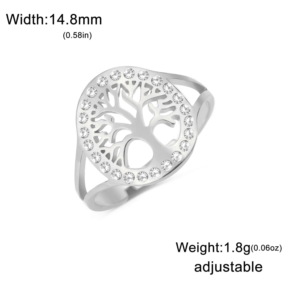 Transparent Haoshi Tree of Life Open Ring