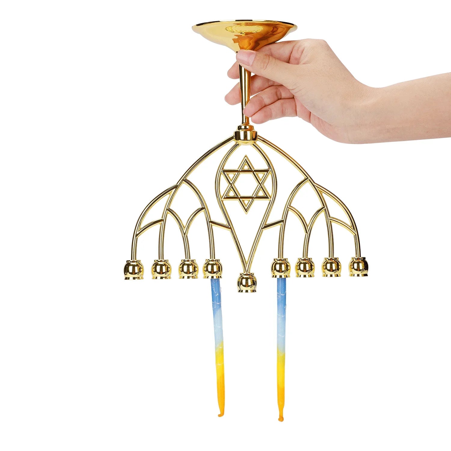 9-Branch Hanukkah Menorah - 24.5cm Jewish Chanukah Candlestick Holder