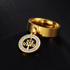 Gold Stainless Steel Tree of Life Ring