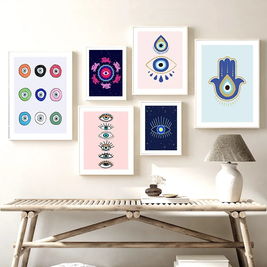 Abstract Evil Eye Hamsa Minimalist Wall Art