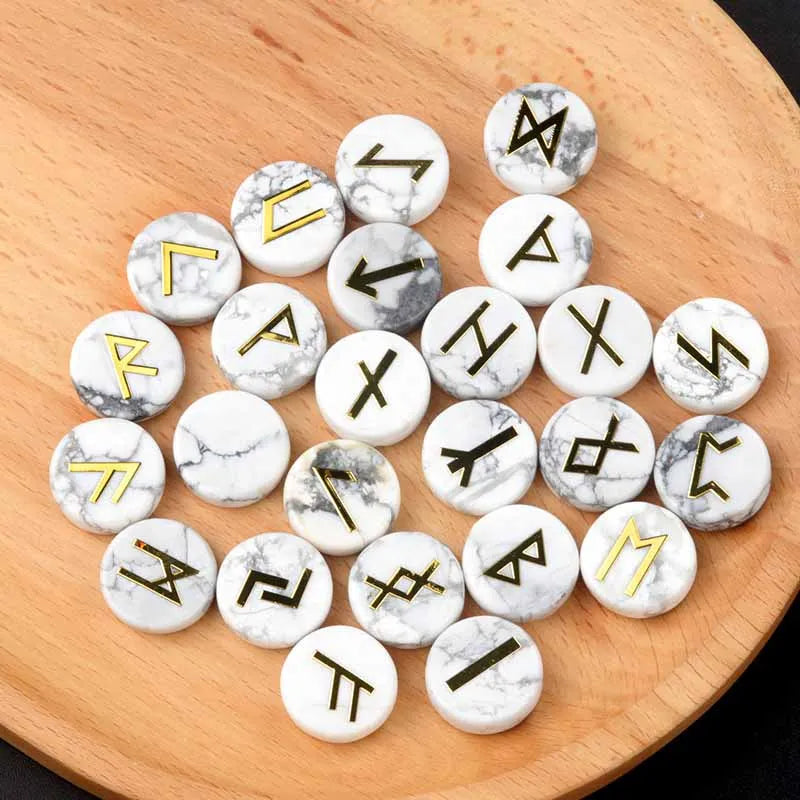 25pcs Round Healing Crystals Runes Stones – Natural Quartz Energy Gemstone