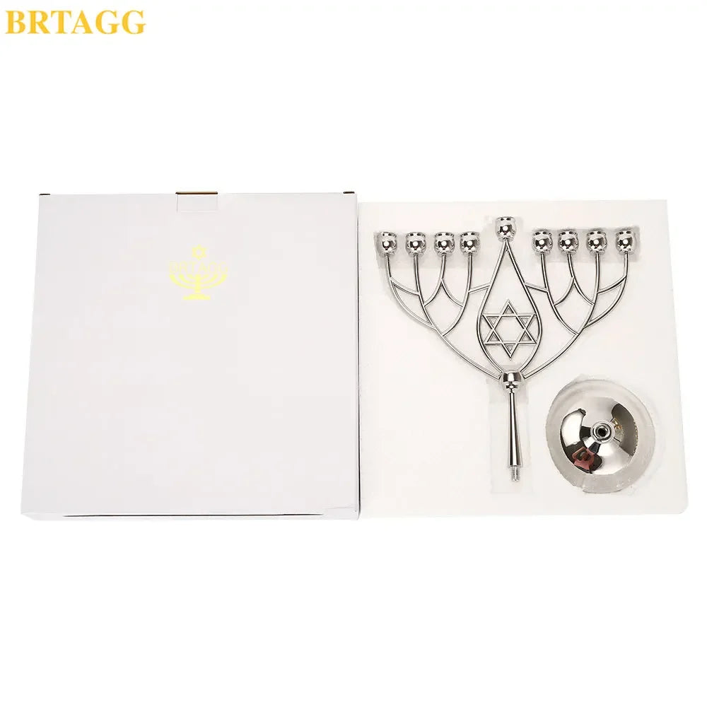 9-Branch Hanukkah Menorah - 24.5cm Jewish Chanukah Candlestick Holder