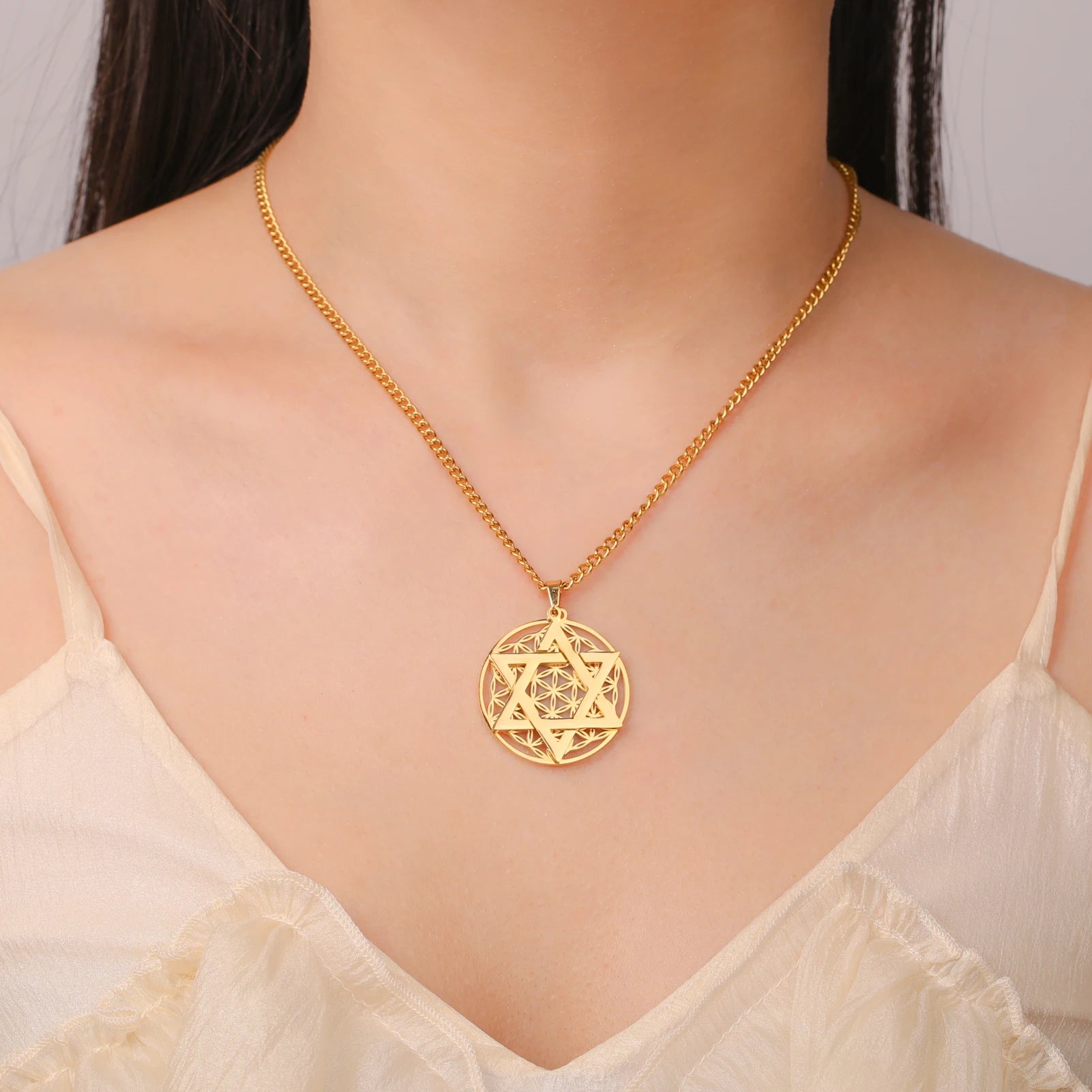 Viking Flower of Life Star of David Necklace