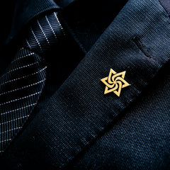 Spiral Star of David Brooch – Stainless Steel Men's Lapel Pin