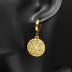 Star of David Drop Earrings for Women - Stainless Steel Gold & Silver Color, Round Hexagram Pendant, Party Jewelry Gifts