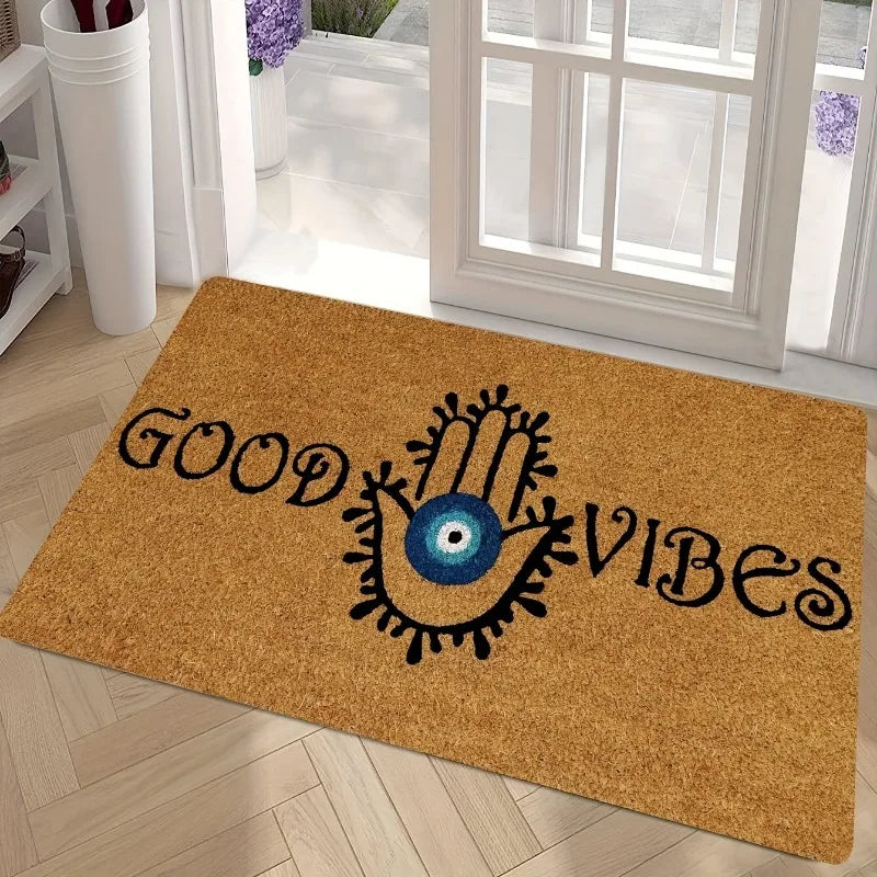 Evil Eye Welcome Doormat - Anti-Slip and Fouling Polyester (1 Piece)