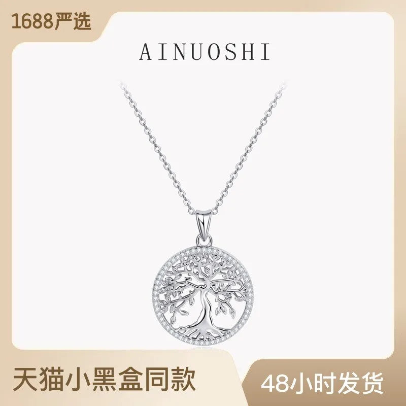 Elegant Tree of Life Moissanite Necklace – 925 Sterling Silver