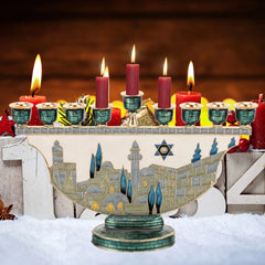 Jerusalem Hanukkah Menorah Candlestick