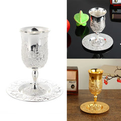 Gold & Silver Plated Kiddush Cup with Saucer