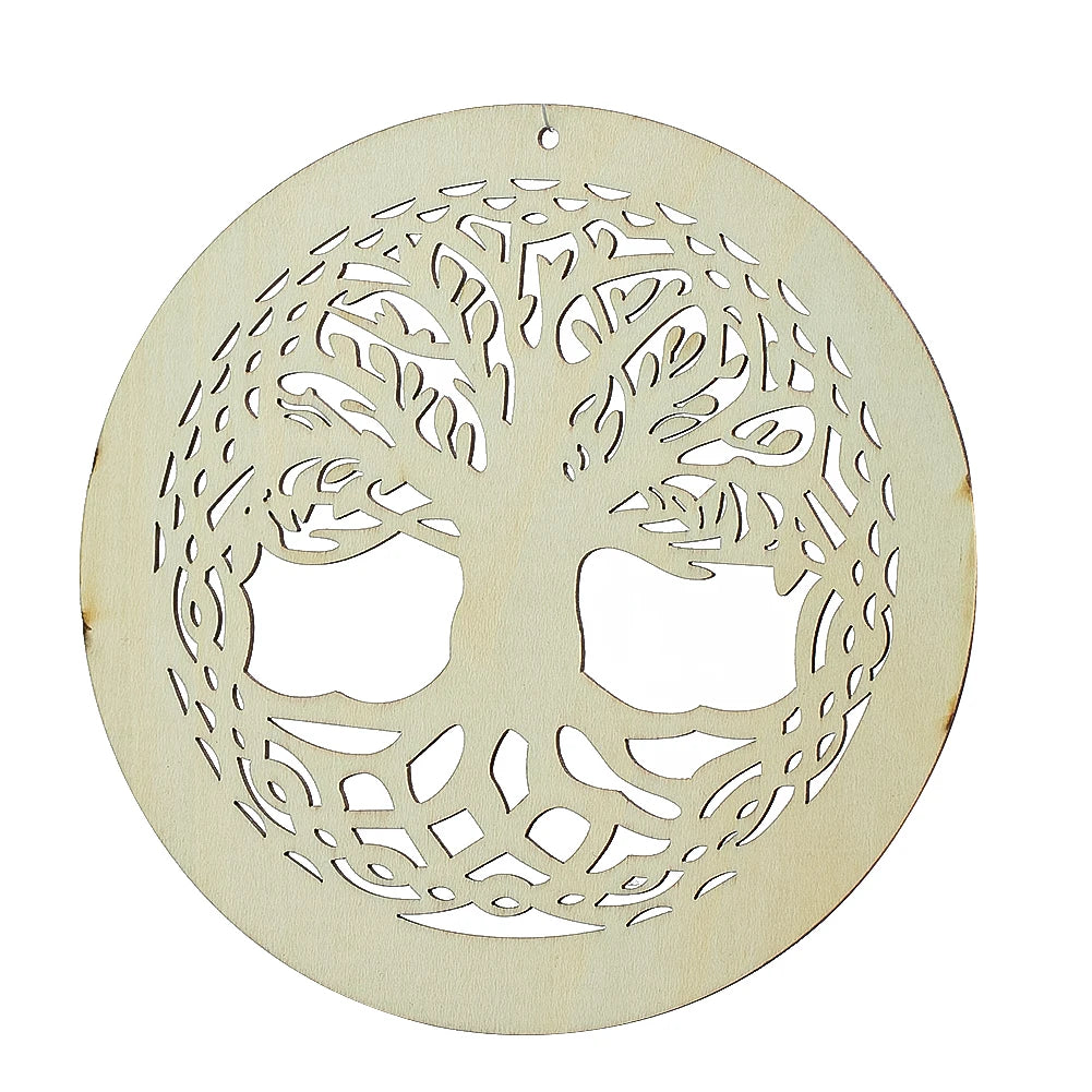 15cm Laser-Cut Kabbalah Tree of Life Wooden Hanging Decor