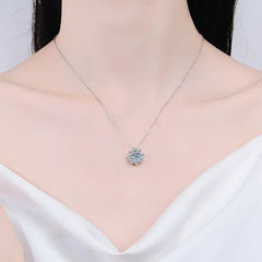 Luxury Platinum Moissanite Sunflower Pendant – 1/2ct White Gold Necklace