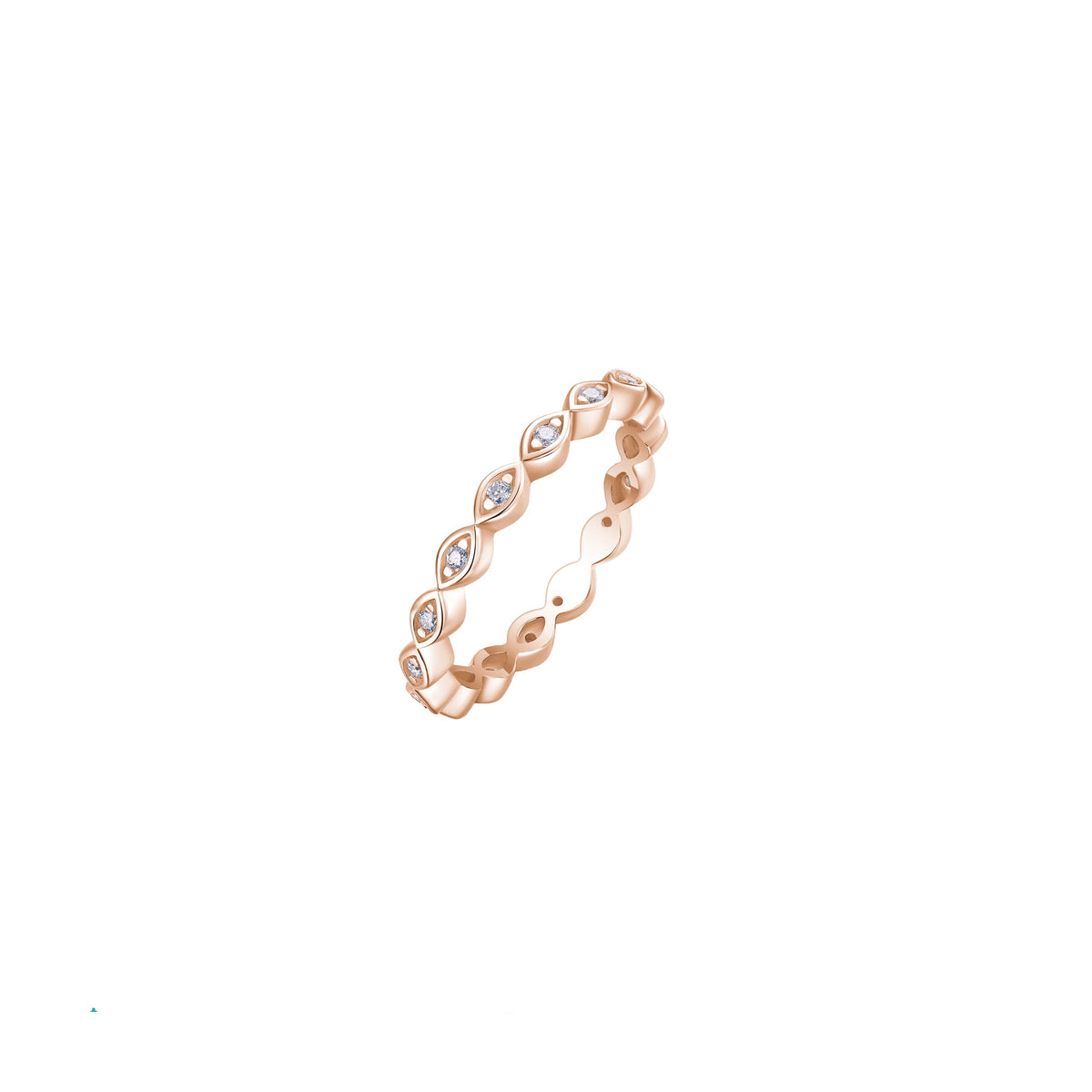 1.2mm Gold-Plated Moissanite Evil Eye Eternity Band Ring