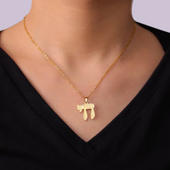 Stainless Steel Chain with Wooden Hebrew Letter Pendant