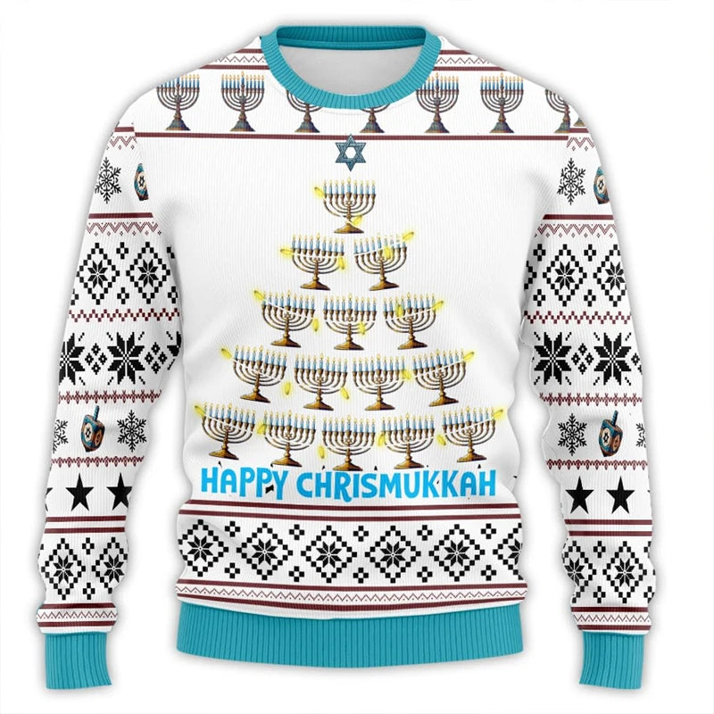 Hanukkah Menorah 3D Printed Christmas Sweater