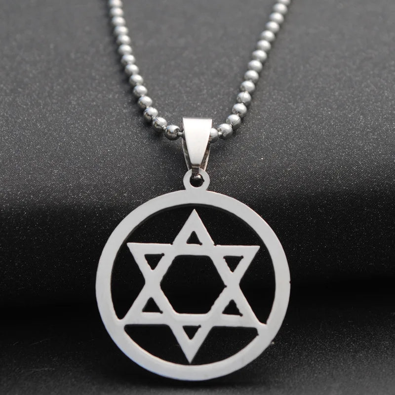 Stainless Steel Square Star of David Pendant Necklace