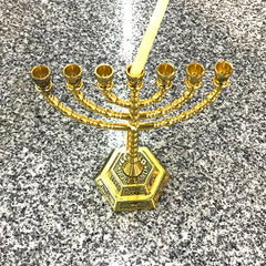 Big Size Menorah - 12 Tribes of Israel - Gold 7.87 Inches