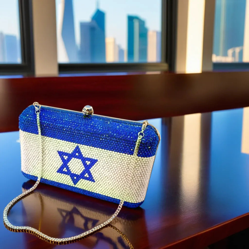 Suportive Israel Flag Crystal Clutch